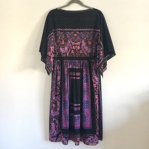 Vintage paisley floral scarf dress w open sleeve